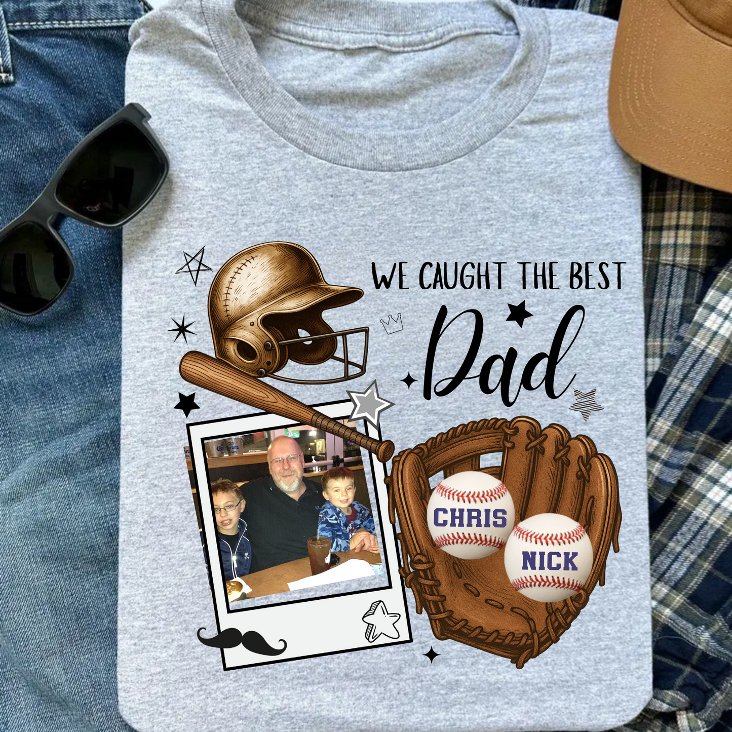 We Caught the Best Dad -Photo Customized Tee