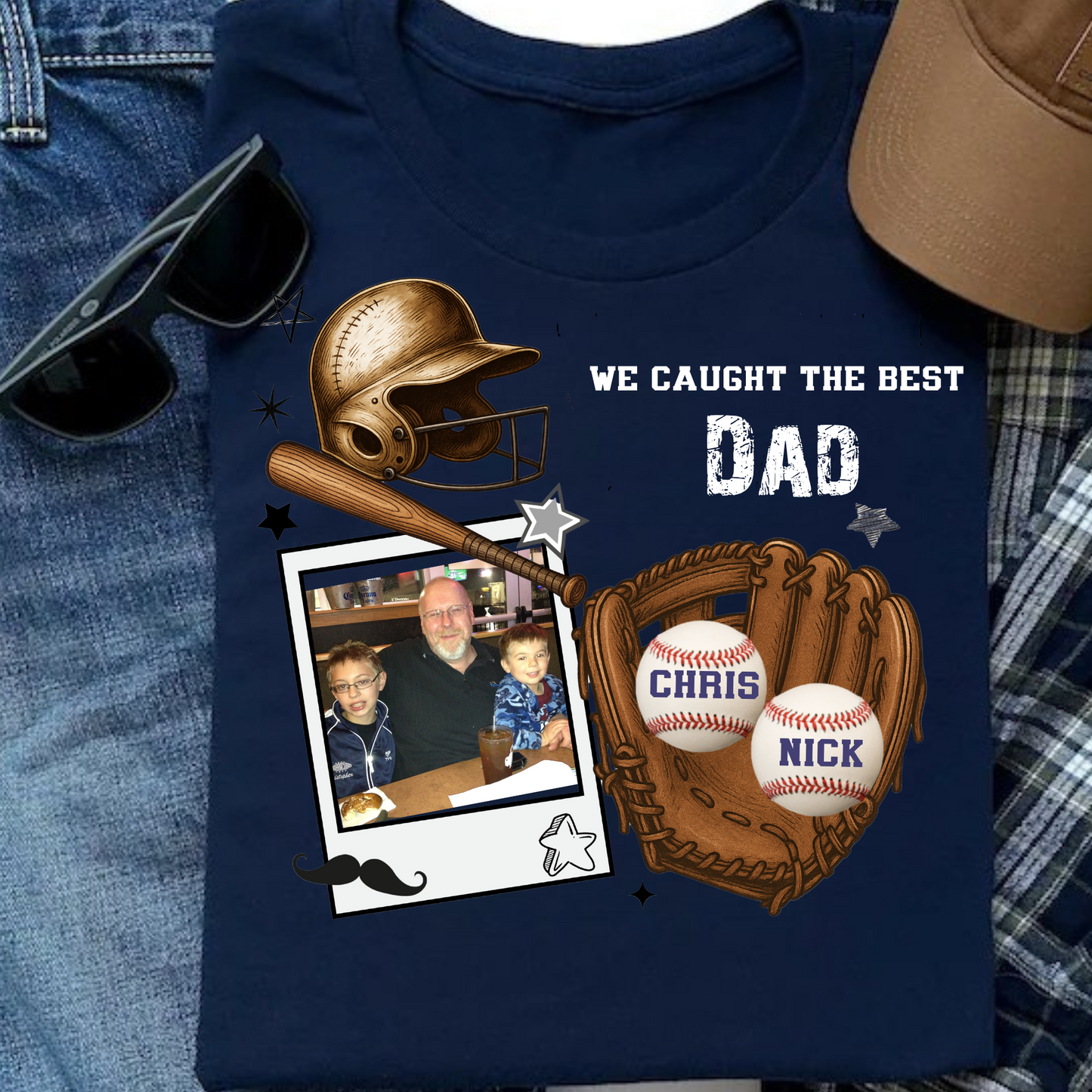 We Caught the Best Dad -Photo Customized Tee
