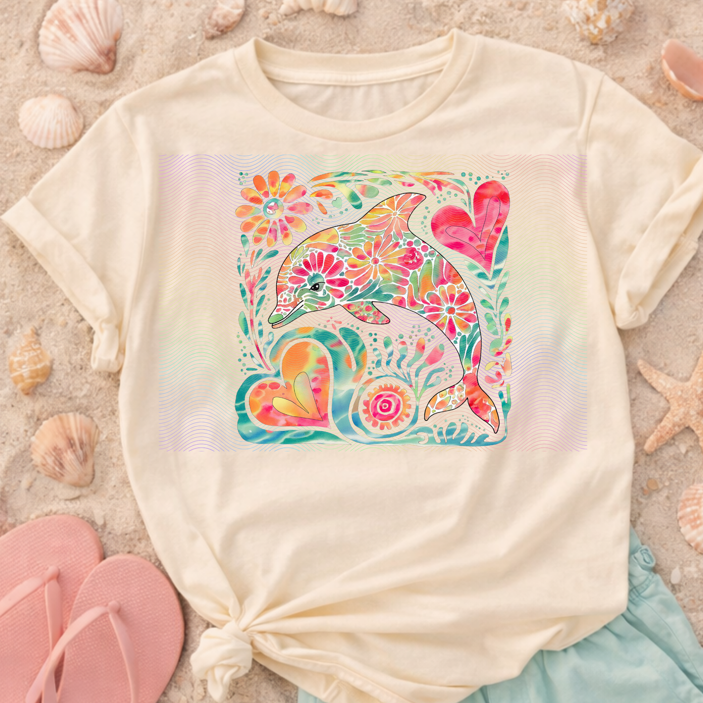 Boho Marine Life- Hand Drawn Dolphin