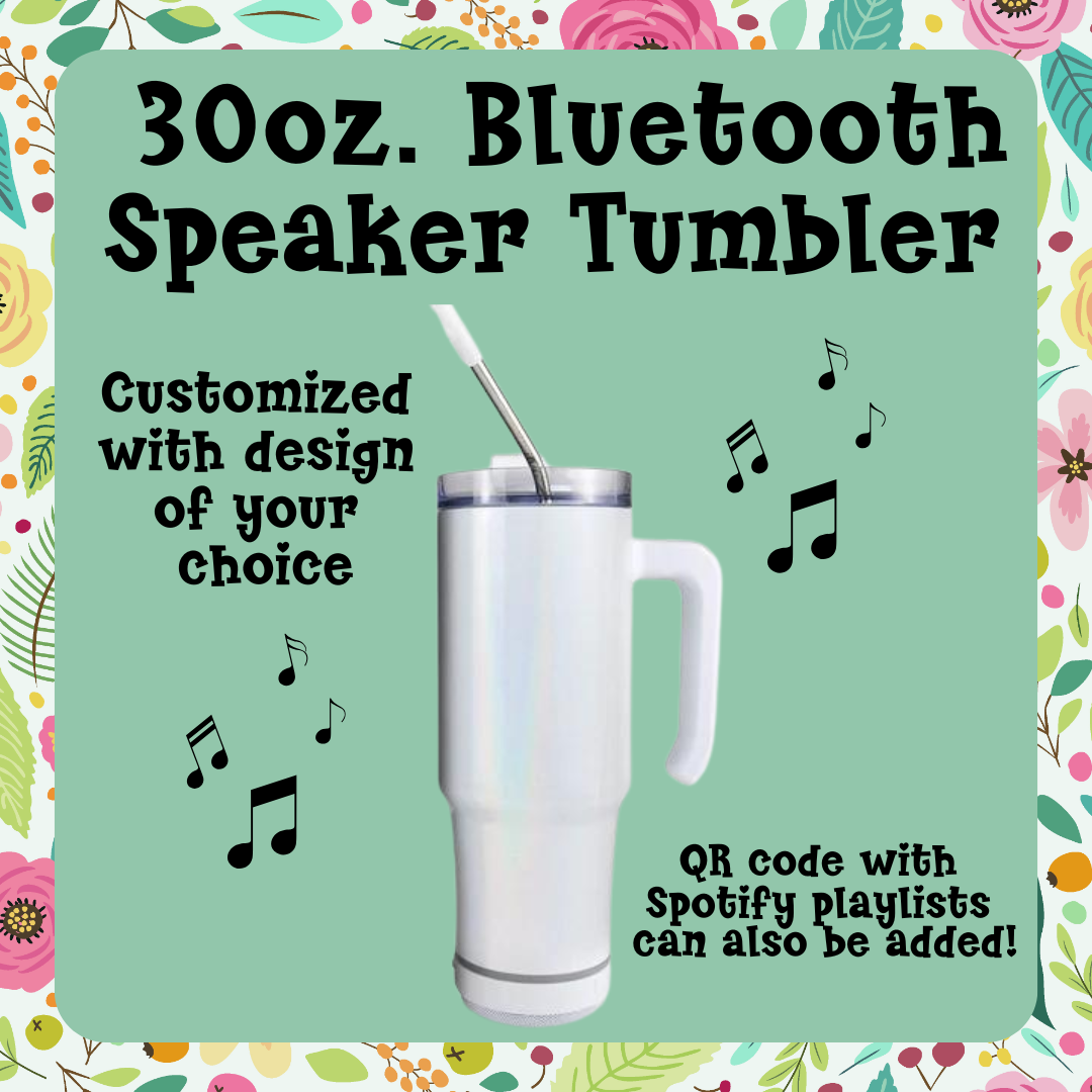 30 oz. Customized Bluetooth Speaker Tumbler with handle