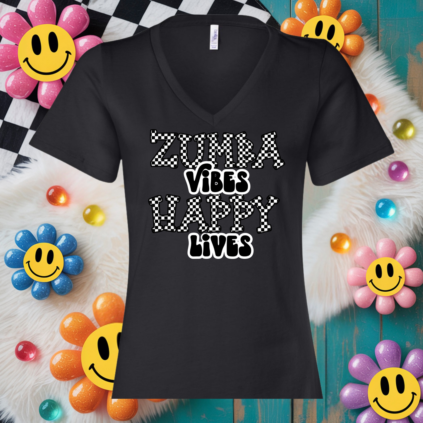 Zumba Vibes, Happy Lives- B/W- TShirt or Tank Top