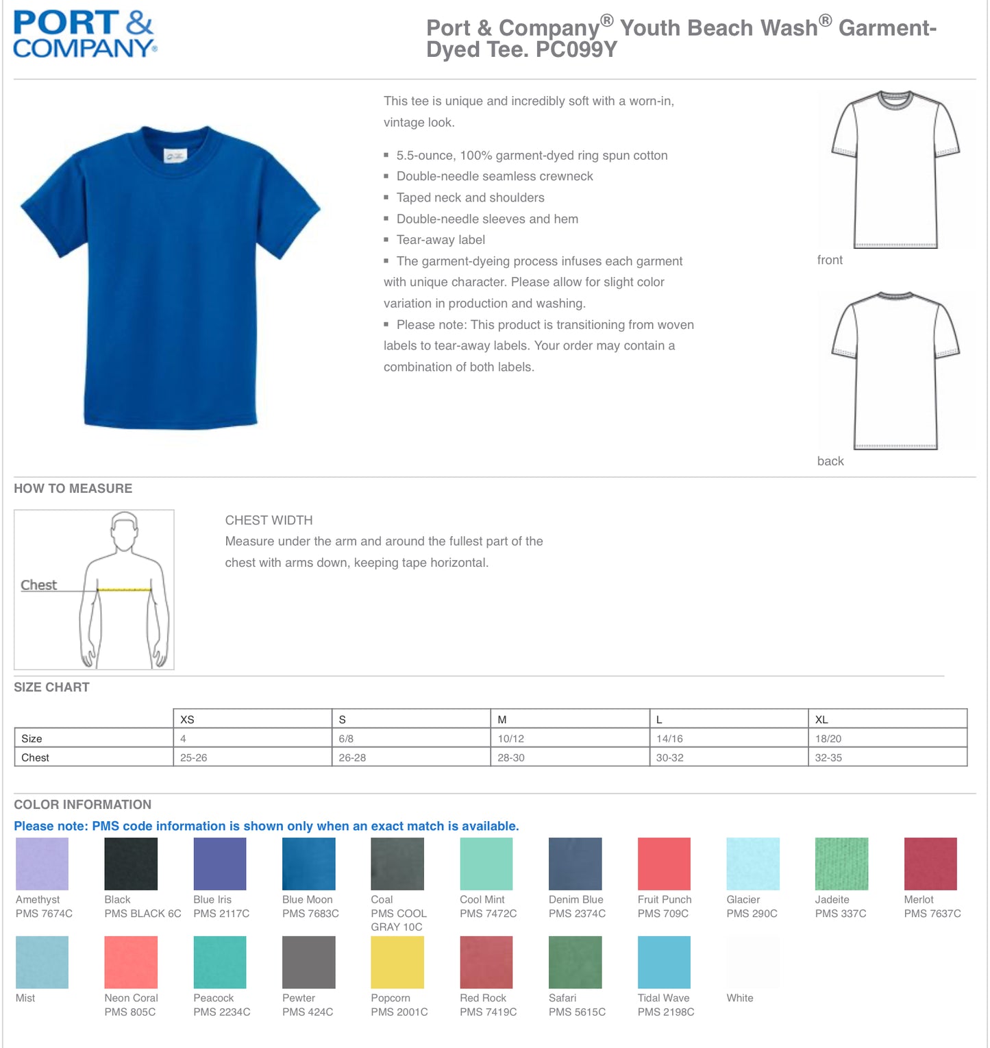 Youth Beach Washed T-Shirt-Customized