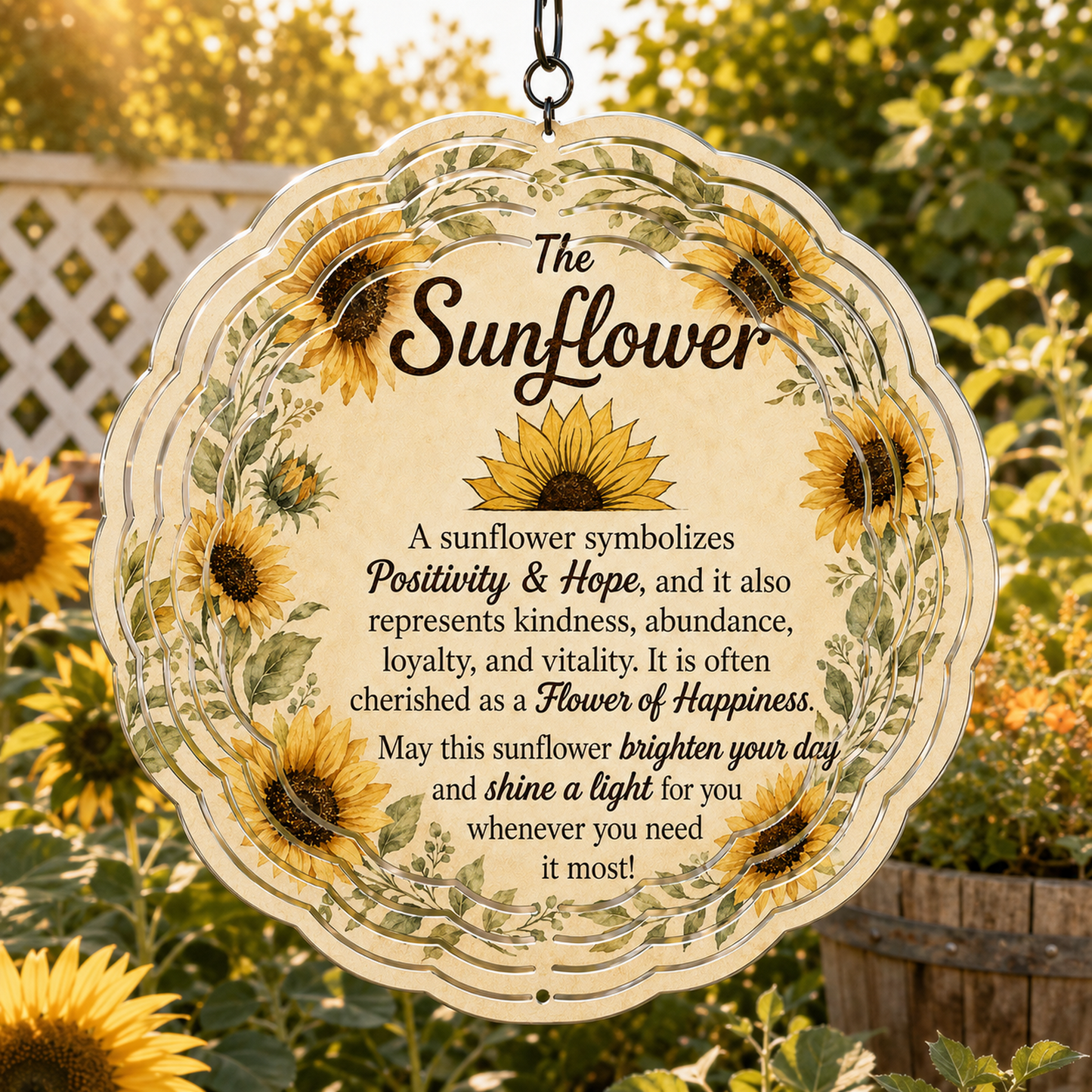 Sunflower Themed Wind Spinner- Choose your favorite design!