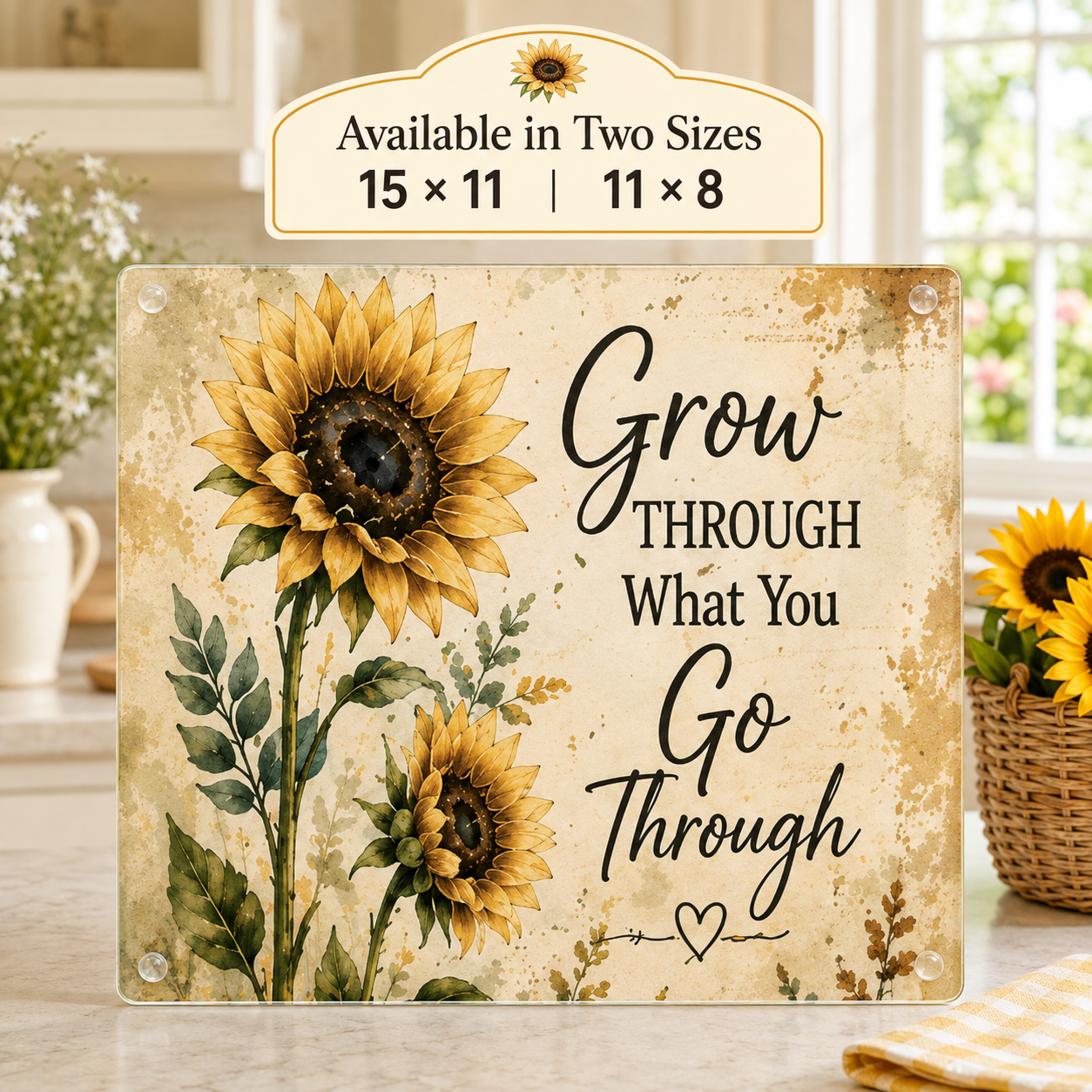 Sunflower Themed Glass Cutting Board- Choose Your Favorite Design