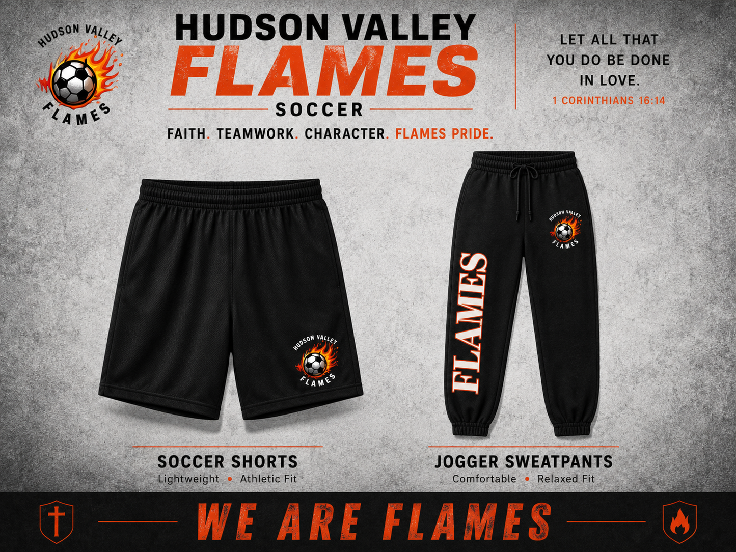 Hudson Valley Flames- Soccer Shorts and Jogger Sweatpants