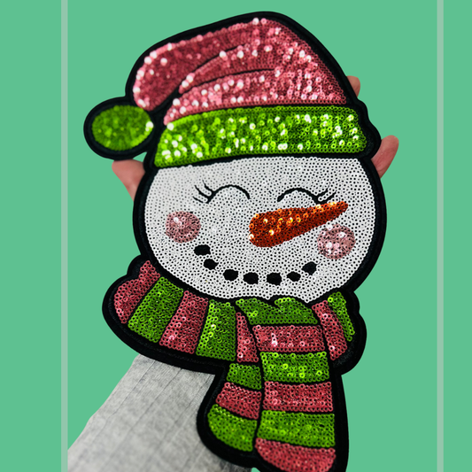 🎄 Limited Edition Holiday Sequin Patch- Snowman