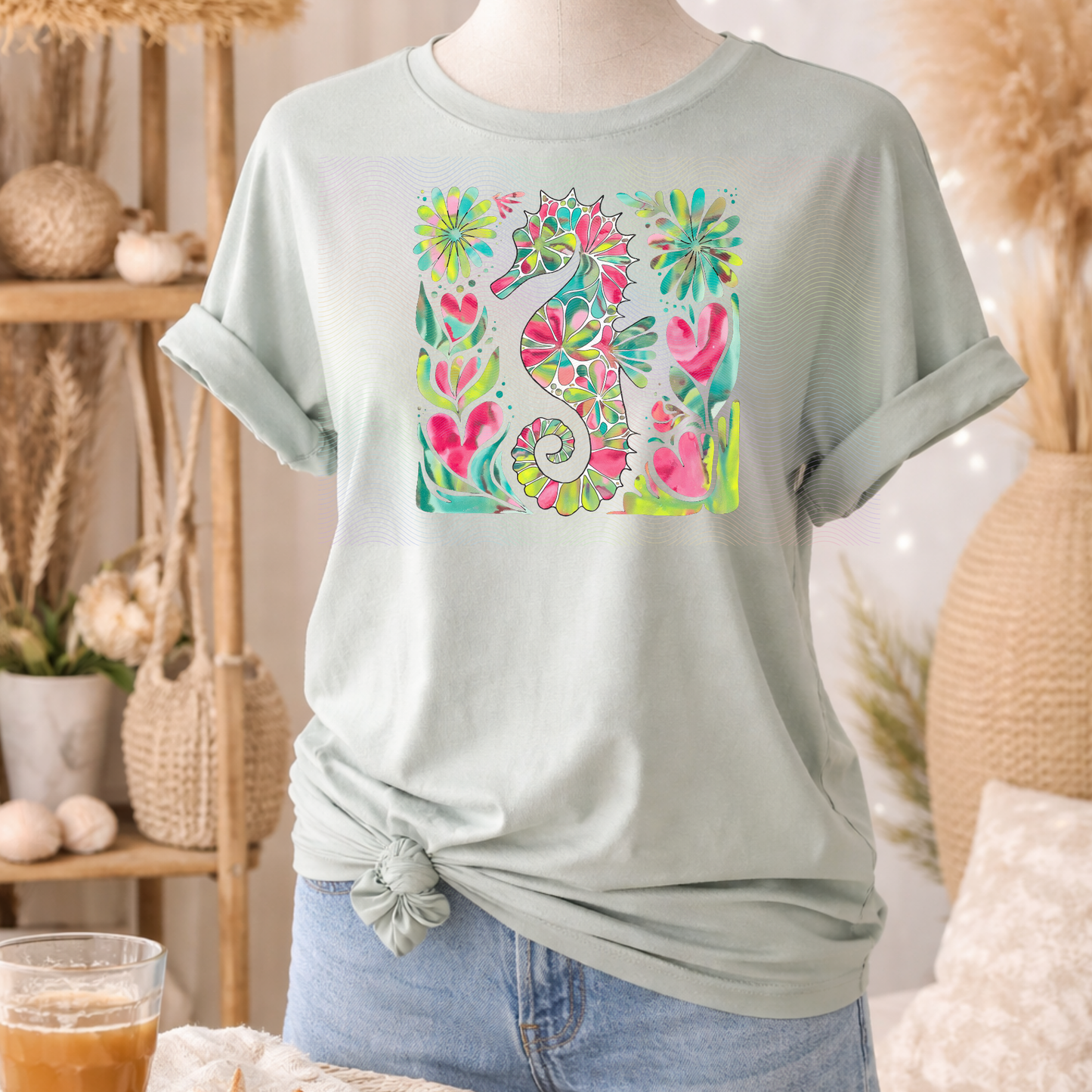 Boho Marine Life- Hand Drawn Sea Horse
