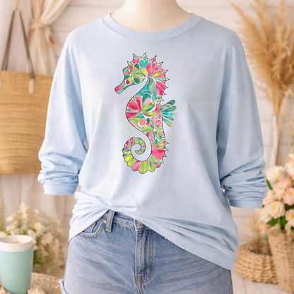 Boho Marine Life- Hand Drawn Sea Horse