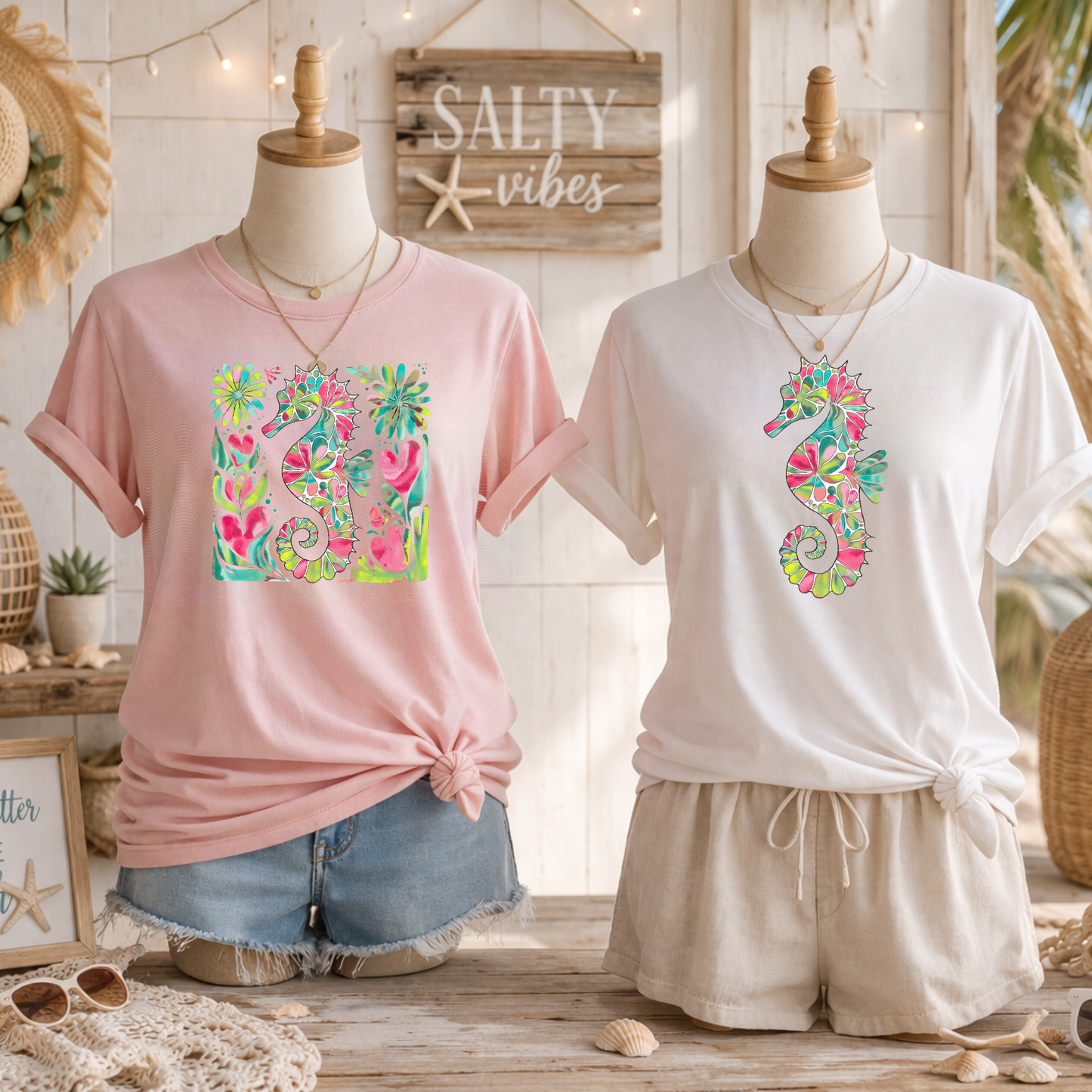 Boho Marine Life- Hand Drawn Sea Horse