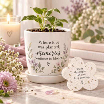 Memorial Flower Pot with Plantable Seed Paper