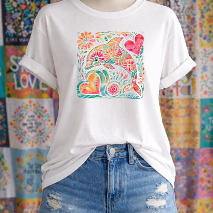 Boho Marine Life- Hand Drawn Dolphin