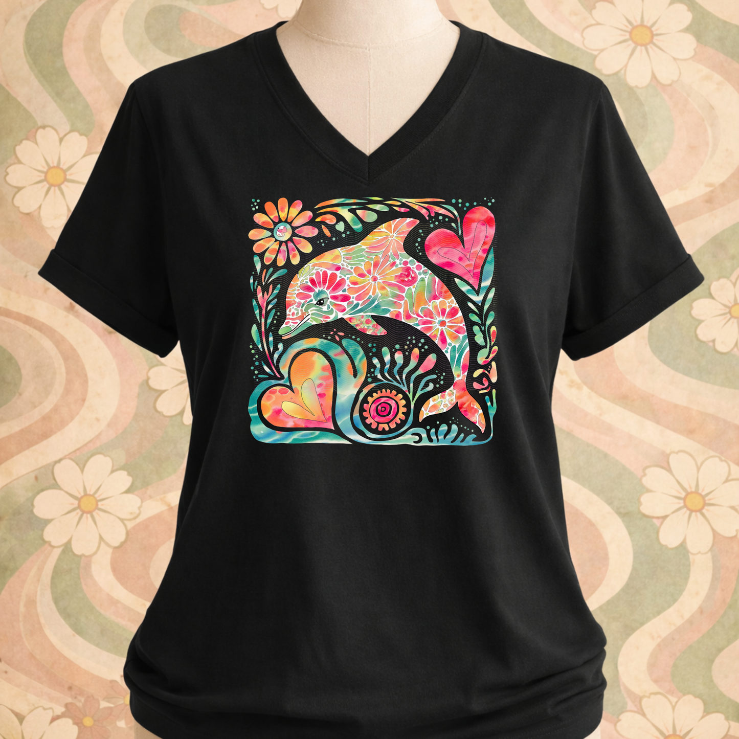Boho Marine Life- Hand Drawn Dolphin