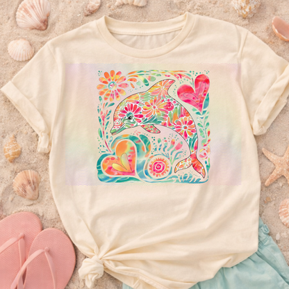Boho Marine Life- Hand Drawn Dolphin