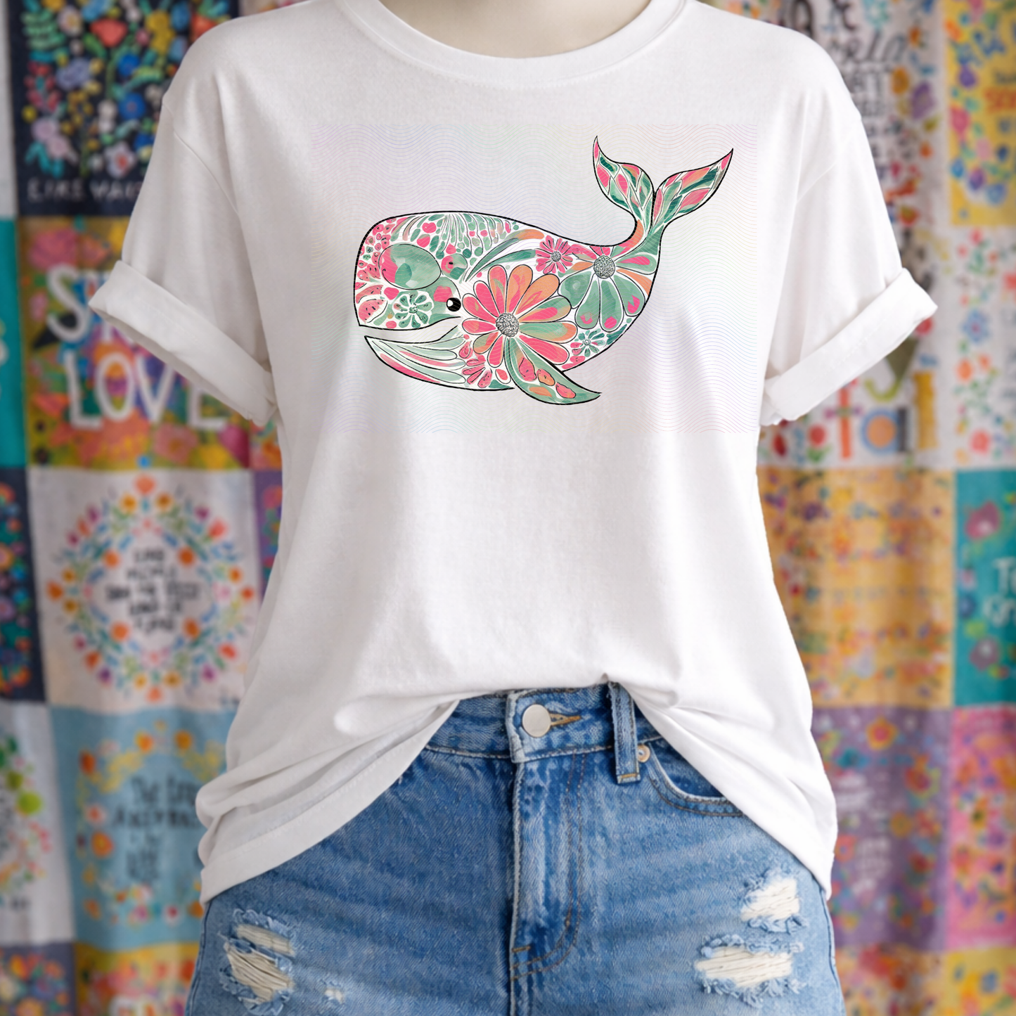 Boho Marine Life- Hand Drawn Whale