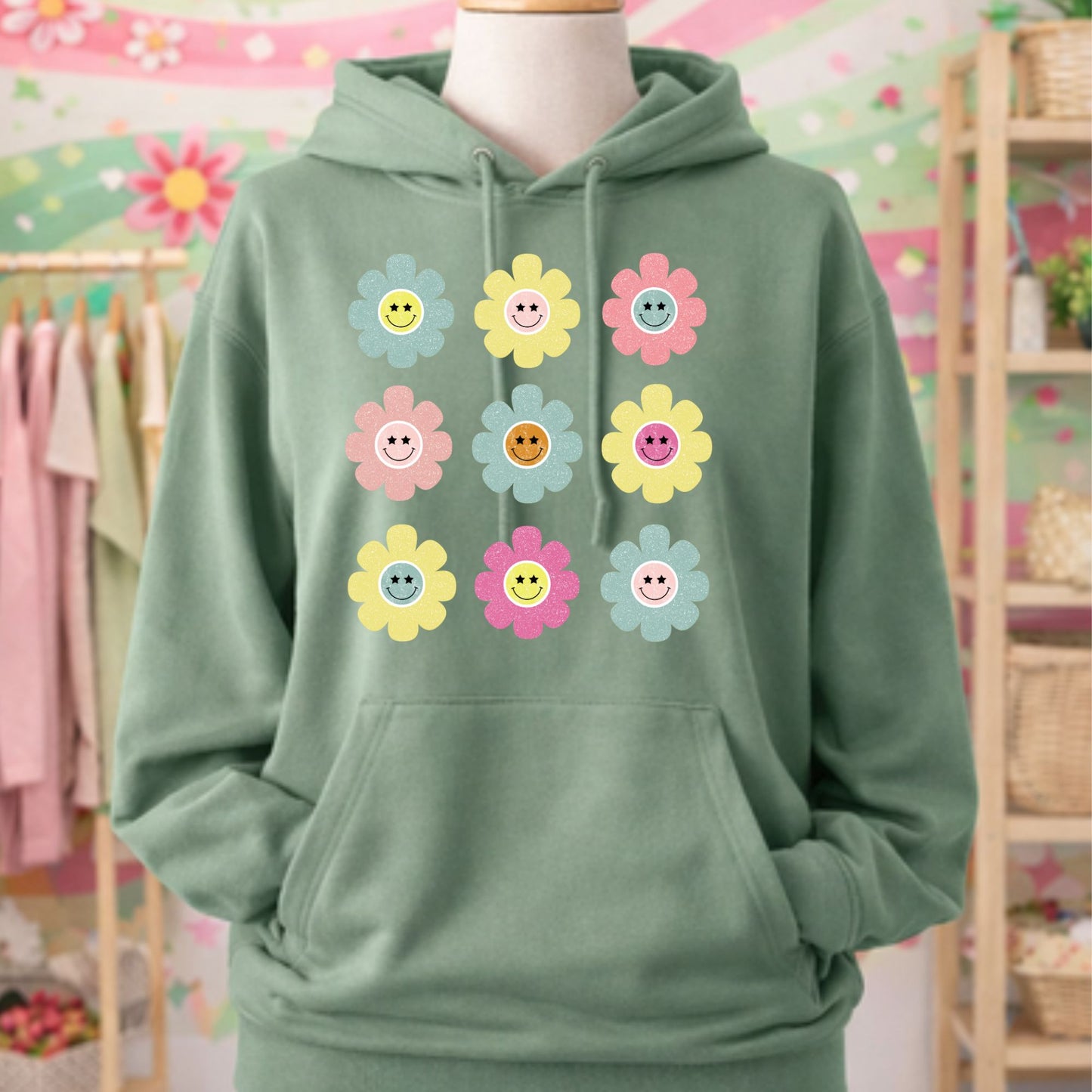 Smiley Flowers - TShirt, Tank or Hoodie