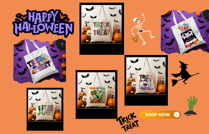 Halloween Trick or Treat Bags- Mini Size 8x8