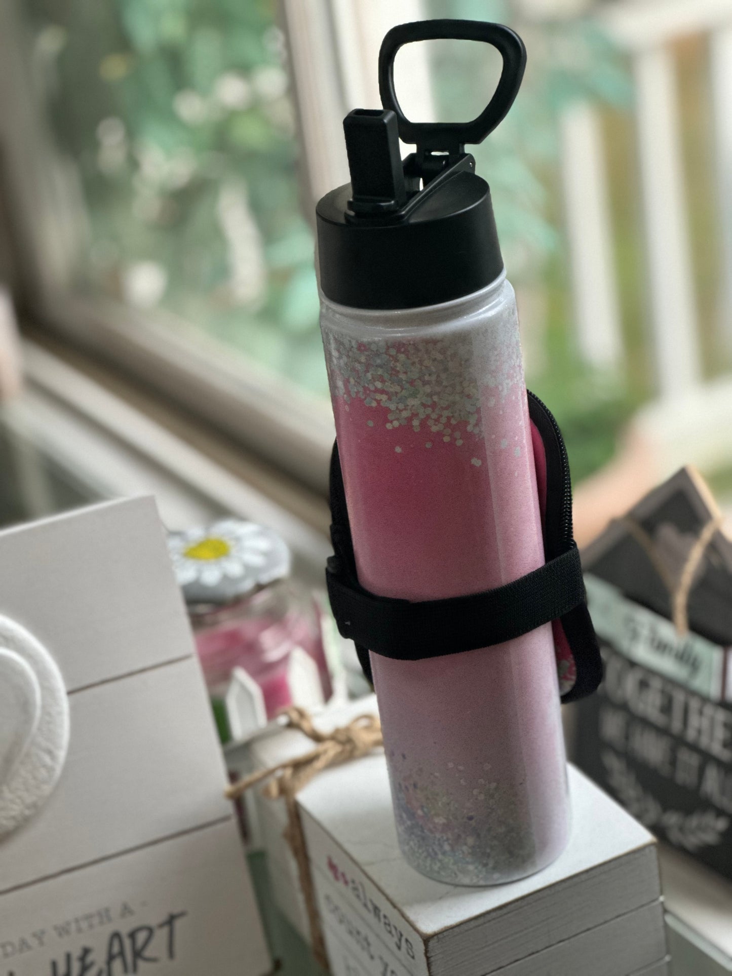 Shimmer and Sparkle Water Bottle with Attachable Pouch