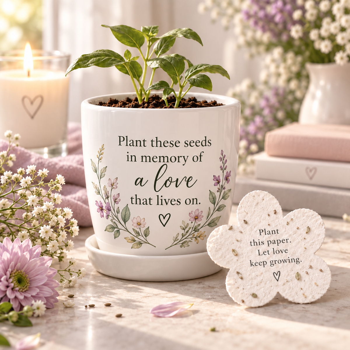 Memorial Flower Pot with Plantable Seed Paper