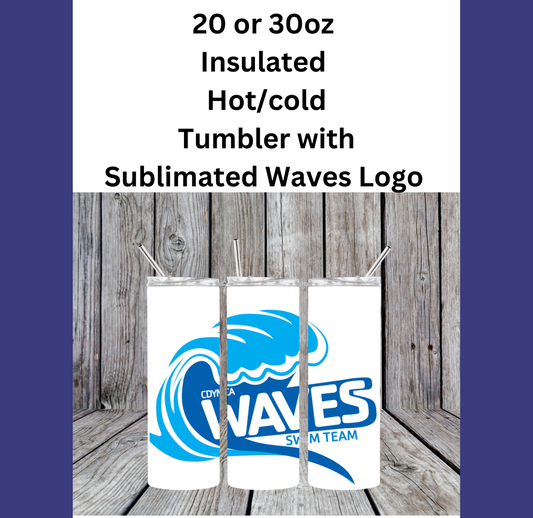 Waves 20 oz custom tumbler with logo