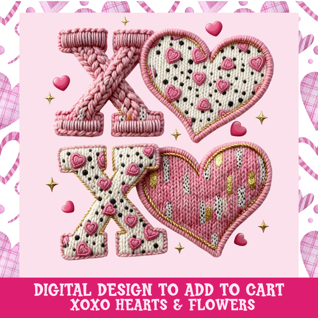 Design only- Pink XOXO Crochet hearts