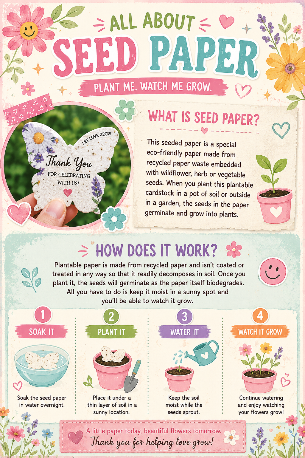 Personalized Plantable Seed Paper Party Favors | Custom Wildflower Favors