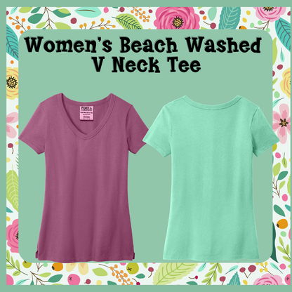 Women's Beach Washed  V-Neck T-Shirt