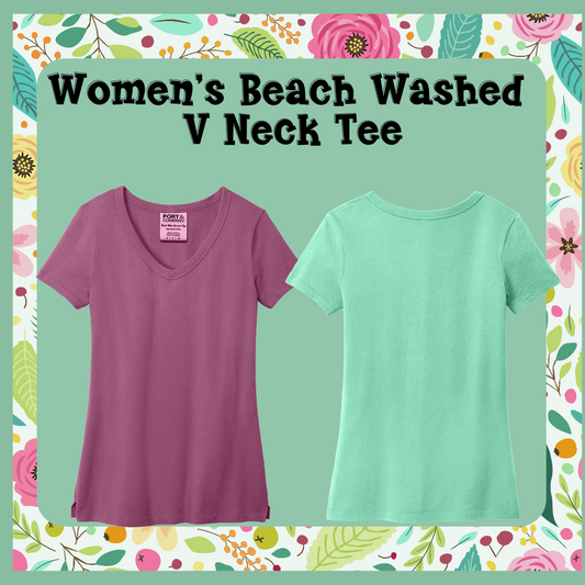 Women's Beach Washed  V-Neck T-Shirt
