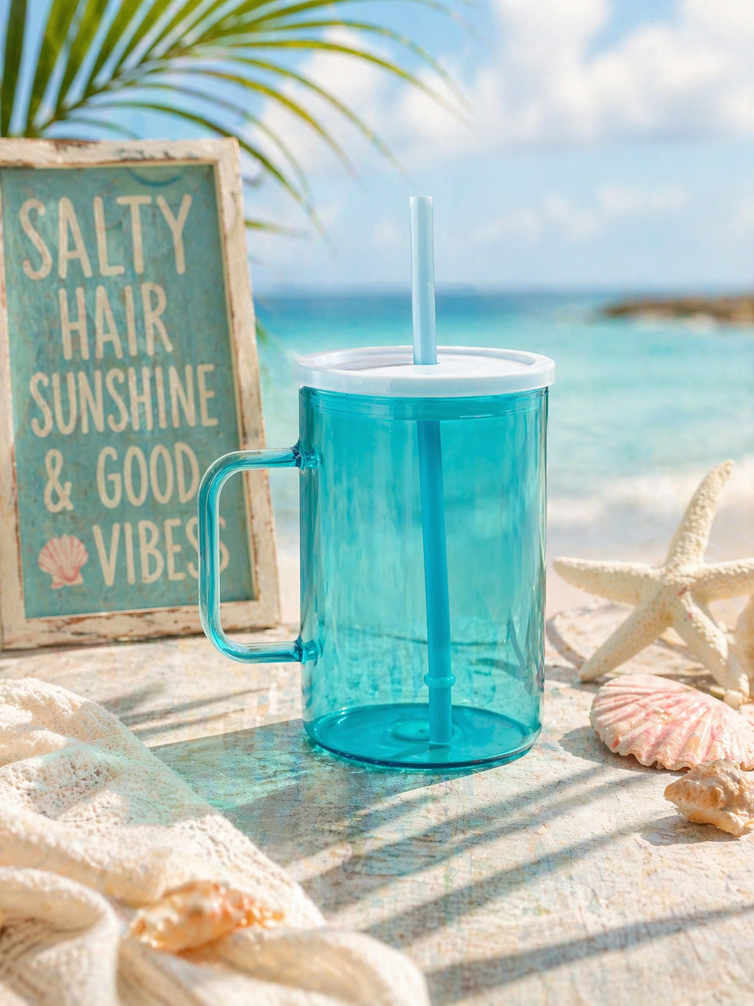 Sunshine & Saltwater Sips Custom 15 oz Glass Mug
