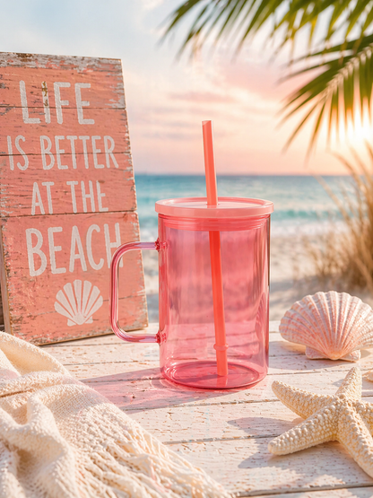 Sunshine & Saltwater Sips Custom 15 oz Glass Mug