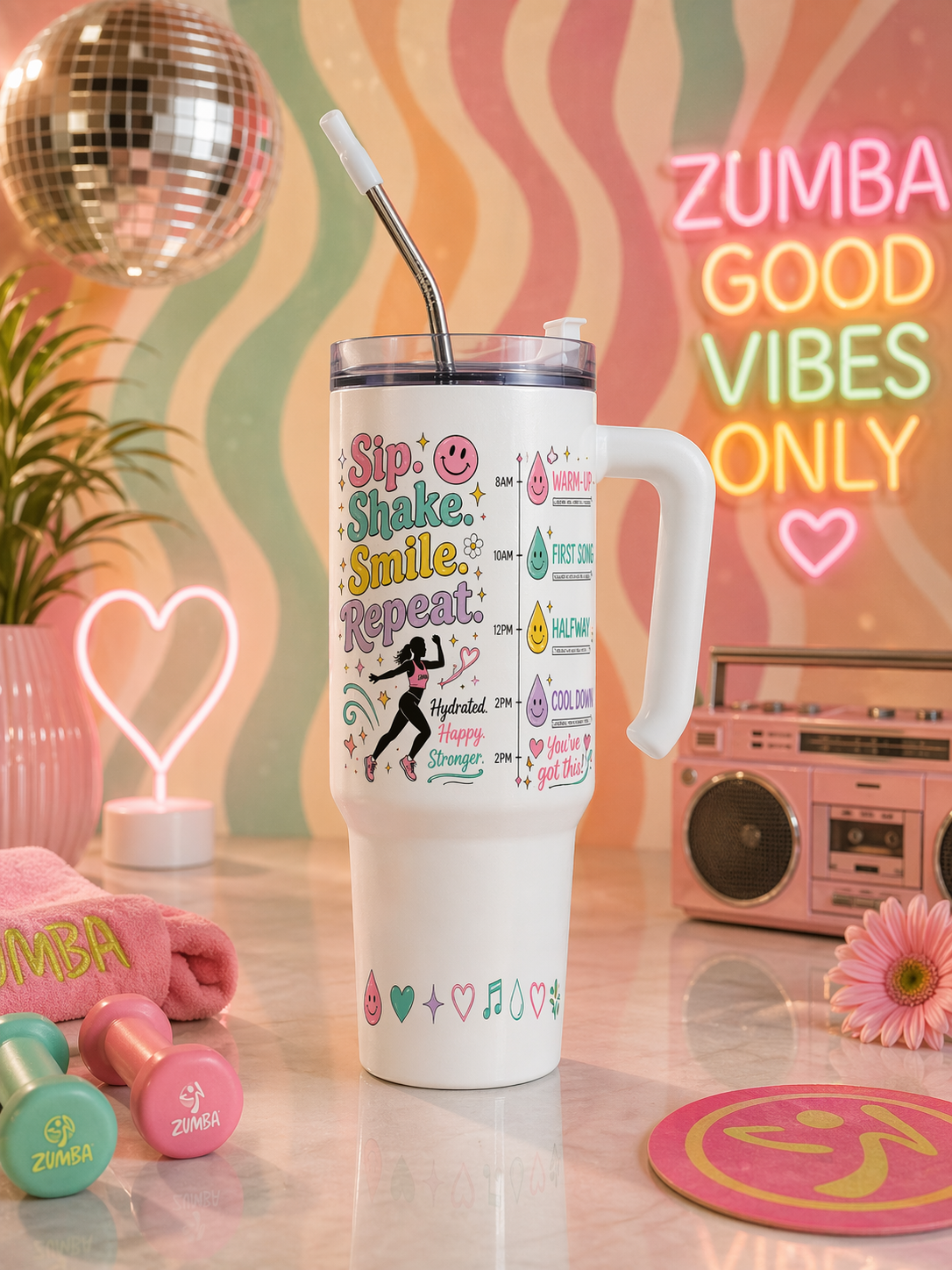 Sip. Shake. Smile. Repeat. Custom Hydration Tumbler