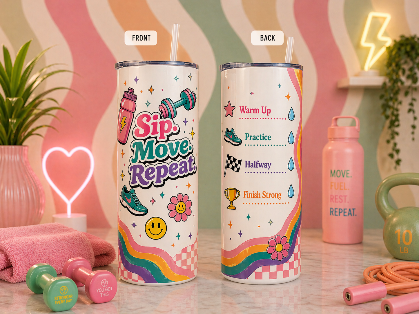 Sip. Move. Repeat. Custom Hydration Tumbler