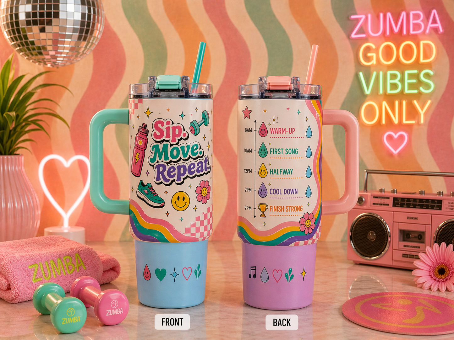 Sip. Move. Repeat. Custom Hydration Tumbler