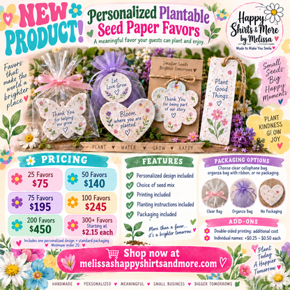 Personalized Plantable Seed Paper Keepsakes & Event Gifts