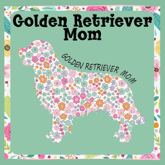 Floral Outline Golden Retriever Mom Comfort Colors T-Shirt