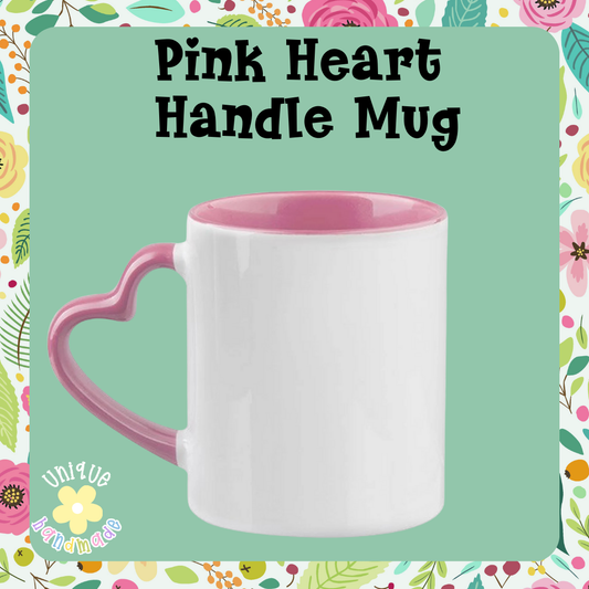 Pink Heart Handle Mug