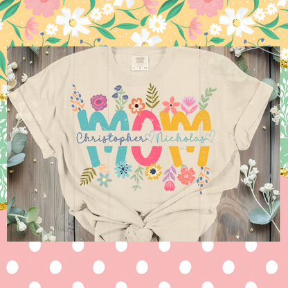 Custom Mom/Mama/Mimi/Nana/Grandma Names T-Shirt
