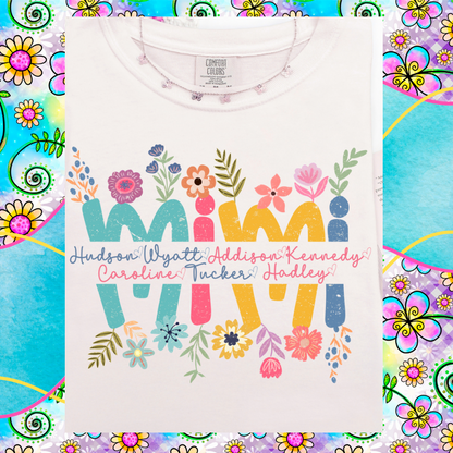 Custom Mom/Mama/Mimi/Nana/Grandma Names T-Shirt