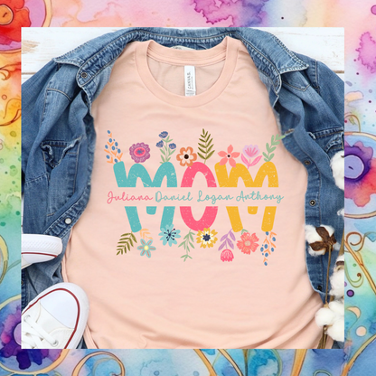 Custom Mom/Mama/Mimi/Nana/Grandma Names T-Shirt