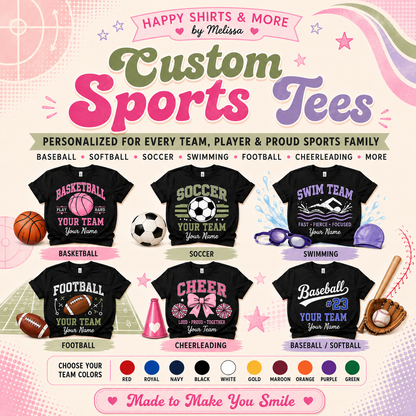 Custom Sports Tees/ Optional Add on Water Bottle