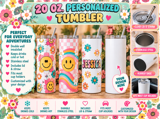 20 oz. Stainless Steel insulated Tumbler with custom design