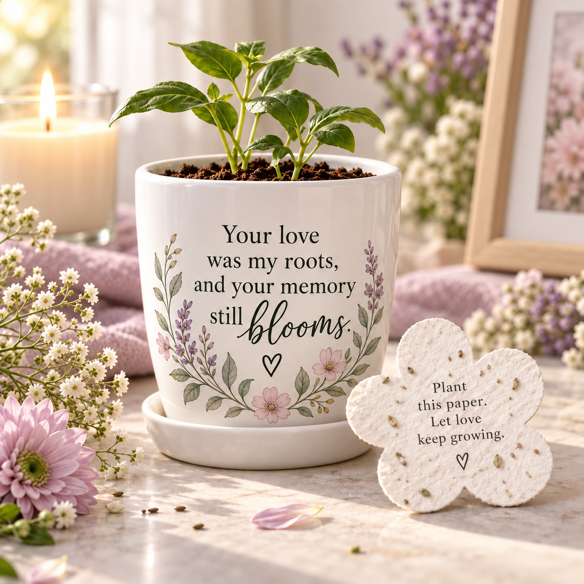 Memorial Flower Pot with Plantable Seed Paper