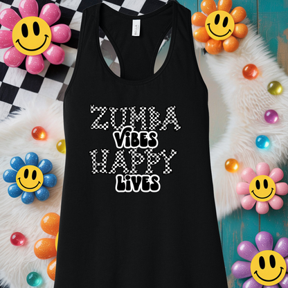 Zumba Vibes, Happy Lives- B/W- TShirt or Tank Top