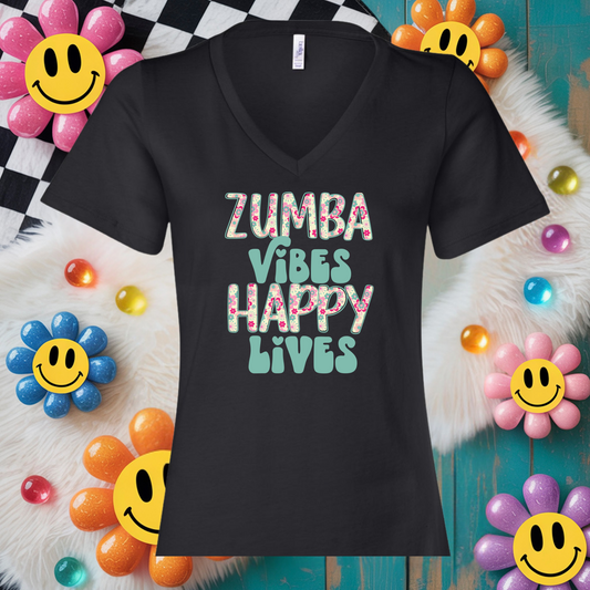 Zumba Vibes, Happy Lives Floral- TShirt or Tank Top