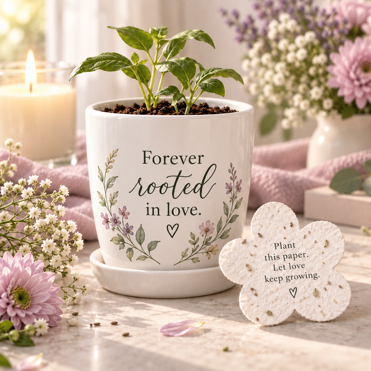 Memorial Flower Pot with Plantable Seed Paper