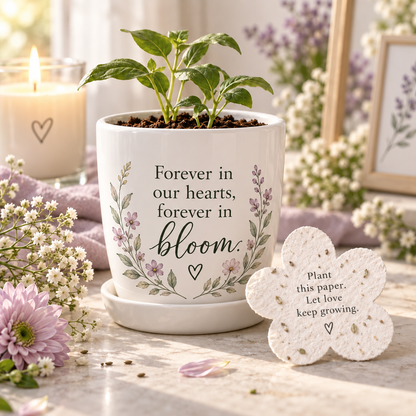 Memorial Flower Pot with Plantable Seed Paper