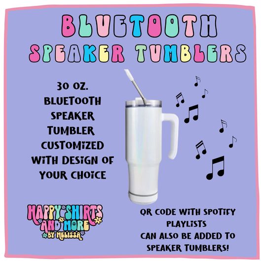 30 oz. Customized Bluetooth Speaker Tumbler with handle