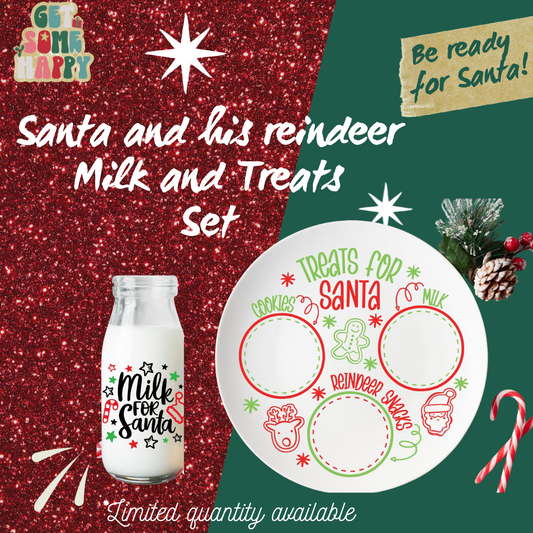 Santa and Reindeer Milk and Cookies Set