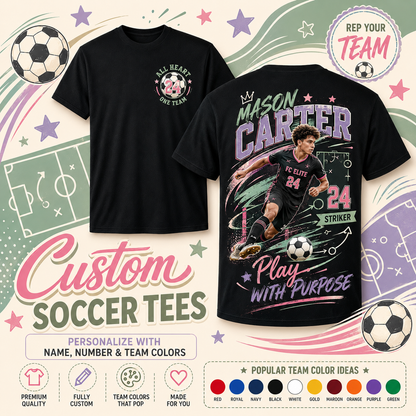 Custom Sports Tees/ Optional Add on Water Bottle