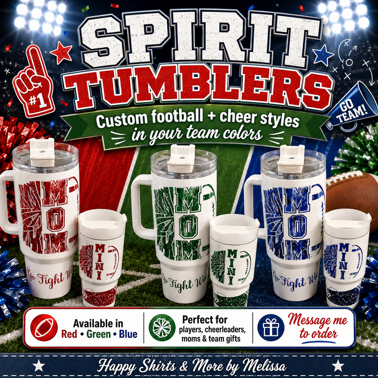 Custom Football & Cheer Spirit Tumblers