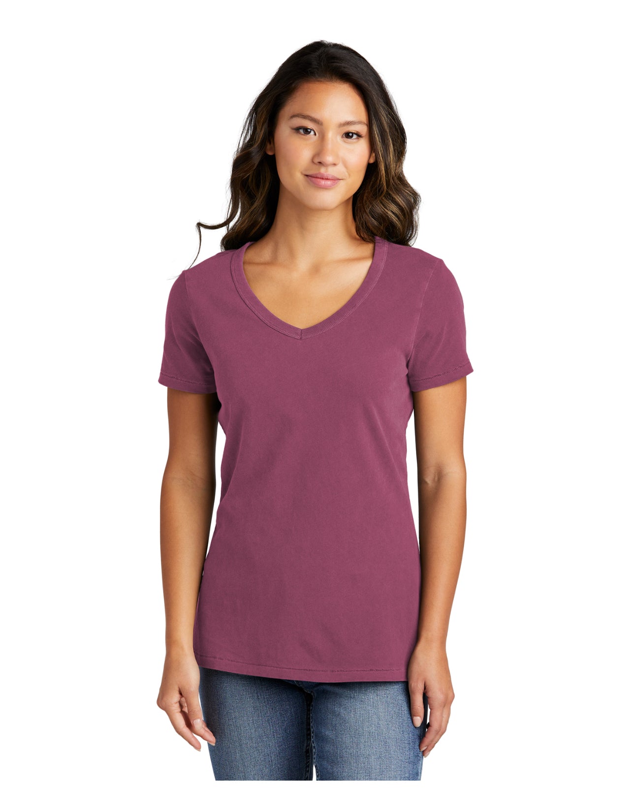 Women’s Beach Wash Garment Dyed V Neck T- Shirt